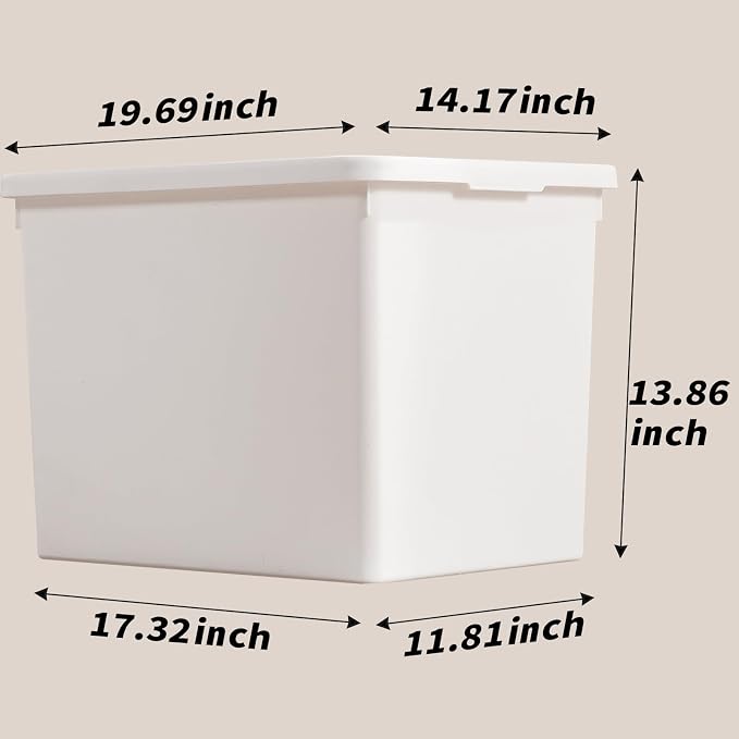White Storage Bins with lids, Office stackable Plastic Boxes Set of 4, Garage - Image 6