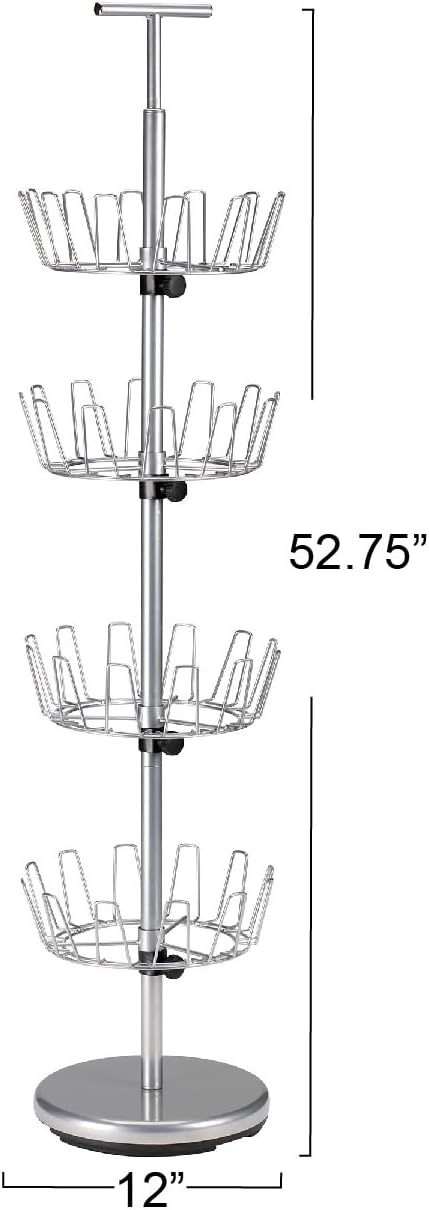 Household Essentials 4-Tier Revolving Shoe Tree, Heavy-Duty Steel - Image 2