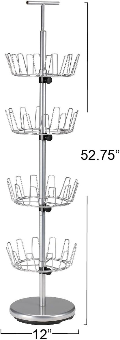 Household Essentials 4-Tier Revolving Shoe Tree, Heavy-Duty Steel - Image 2