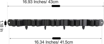 voze 5 Racks and 4 Hooks Mop and Broom Holder Wall Mount, Self Adhesive Heavy - Image 6