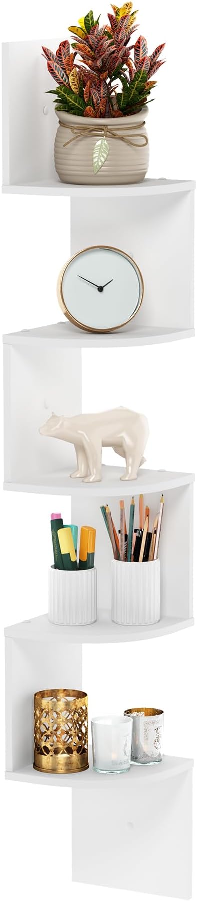 Furinno Rossi 5-Tier Wall Mount Floating Radial Corner Shelf - Image 5