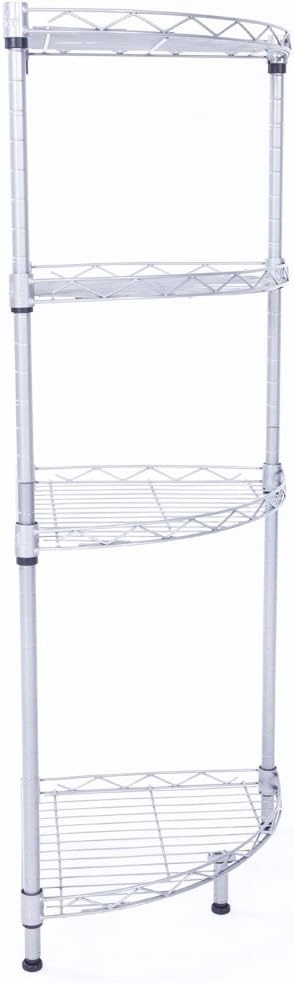 4-Tier Carbon Steel Corner Storage Rack, Adjustable Metal Shelf Organizer - Image 2