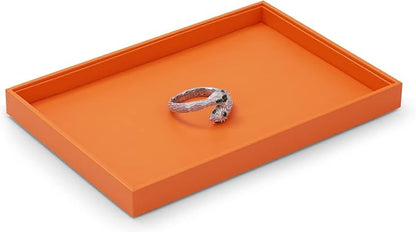 Oirlv Luxury Orange Leather Jewelry Tray Stackable Flat Jewelry Drawer - Image 5