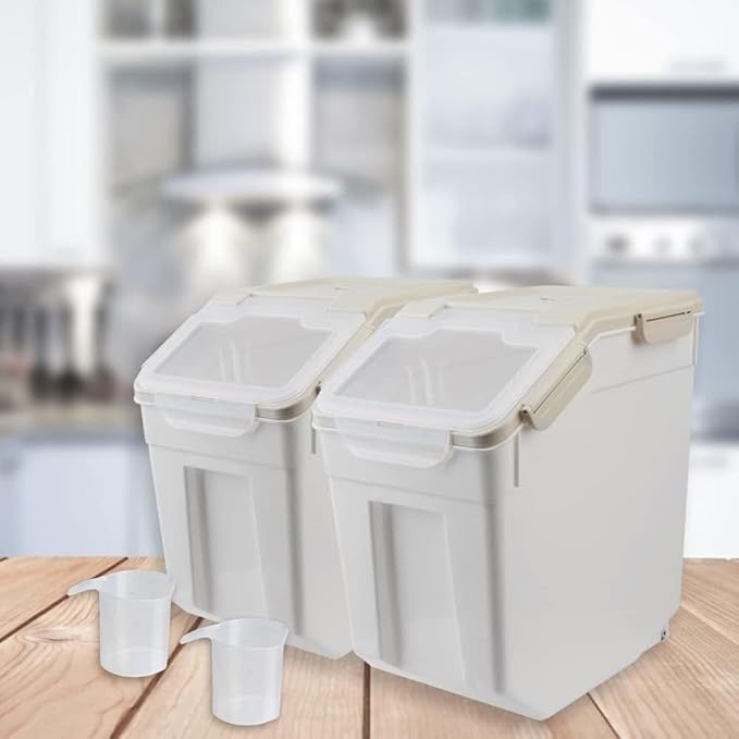 25LB Large Flour Storage Container Bin, 2 Pack Airtight Plastic - Image 3