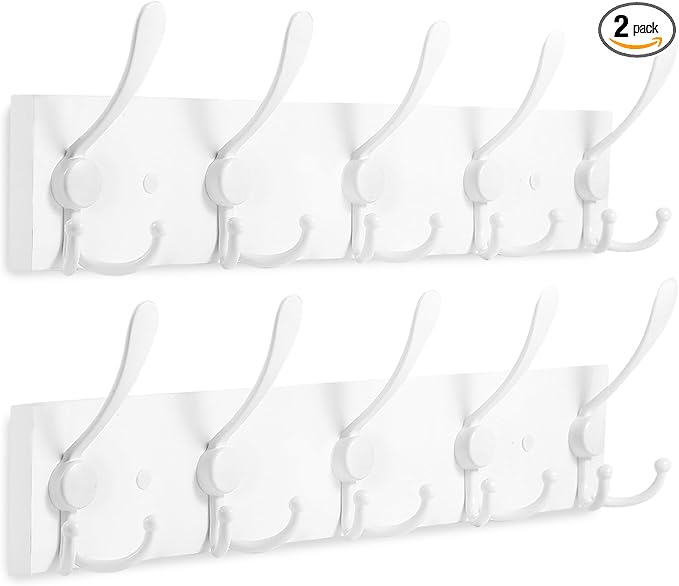 2pcs Coat Rack Wall Mount Coat Hooks Wooden Hat Rack by Kuhome