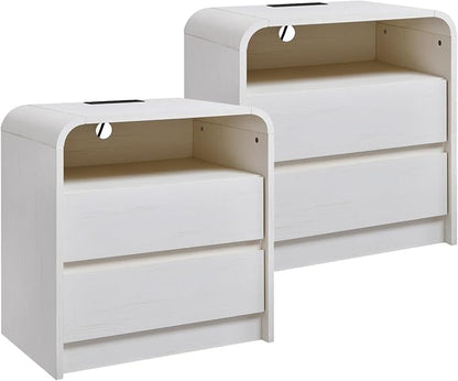 25" Tall Modern Nightstand Set of 2, 23.6'' Wide Wood Bedside Table w/2 Storage by AITJUNZ