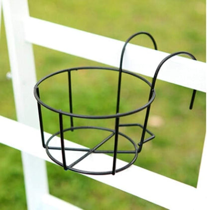 4 Pack Hanging Railing Planters Flower Pot Holders Plant Iron Racks Fence Metal - Image 6