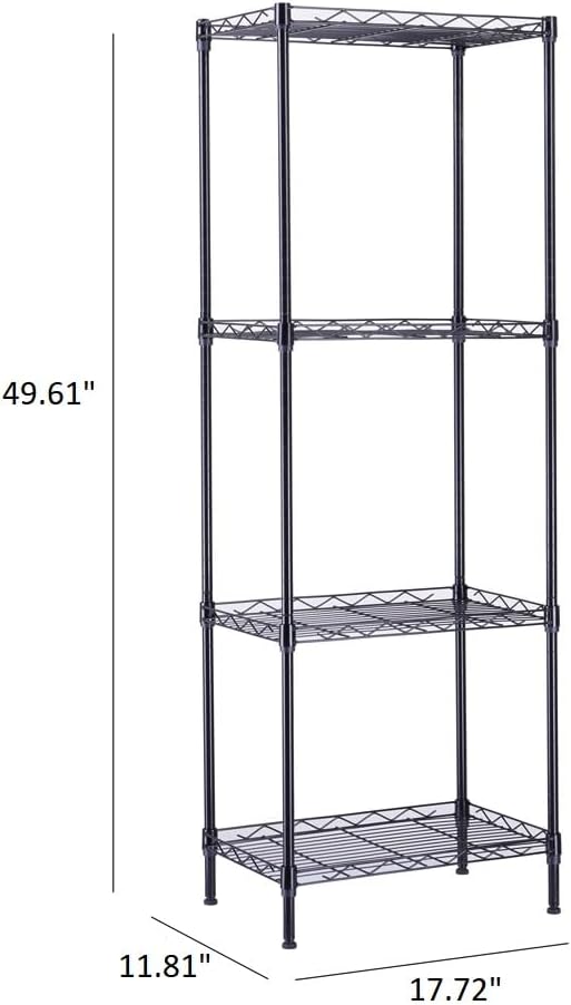 FOXHOLE 4-Tier Wire Shelving Unit Black Metal Storage Rack 17.72" W x 11.81" D - Image 2