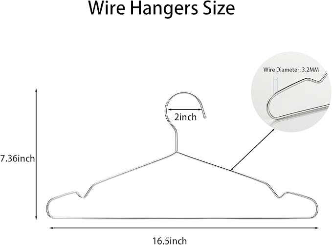 Wire Hangers 20 Pack Clothes Hangers Heavy Duty Metal Coat Hanger Stainless - Image 2