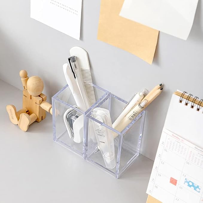 3 Pack Clear Acrylic Cosmetic Pencil Pen Holder Cup, Desk Acrylic Brushes - Image 3