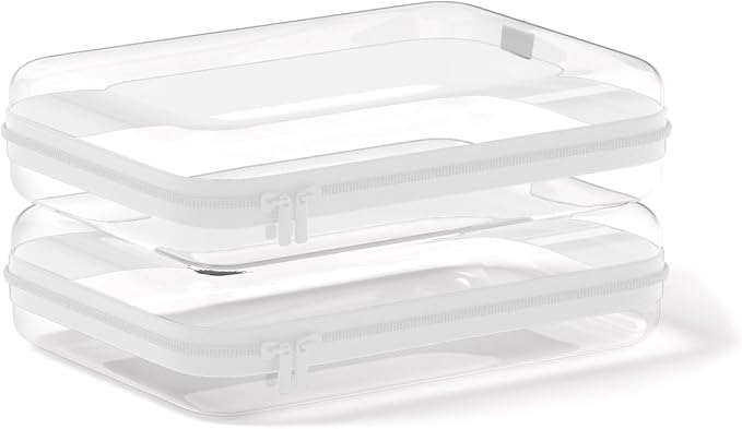 2Pcs Clear Zipper Pouches, Hard Clear Hard Shell Zipper Case Makeup Bag & by MihkiomUSA
