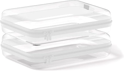 2Pcs Clear Zipper Pouches, Hard Clear Hard Shell Zipper Case Makeup Bag & by MihkiomUSA
