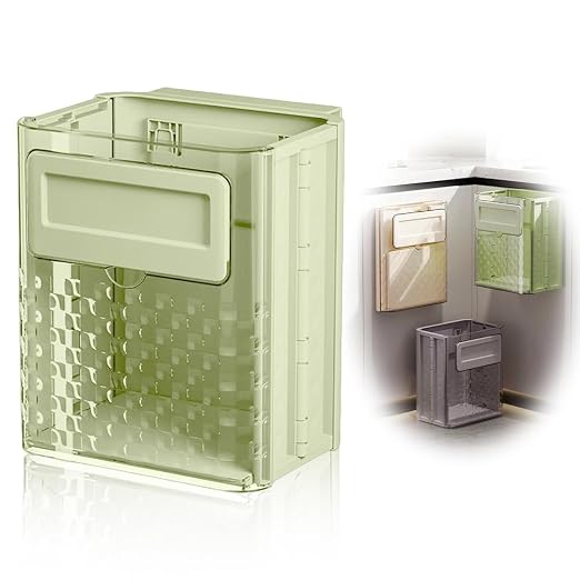 Green Foldable Transparent Rectangular Kitchen Trash Can, 6.89L Capacity by Unknown