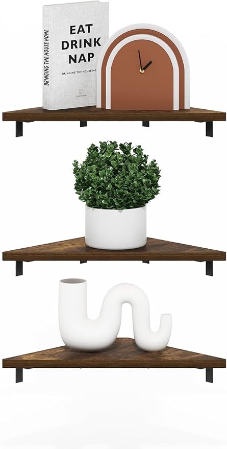 Furinno Rossi Triangle Corner Floating Shelves, Wall Mount Display Shelf - Image 6