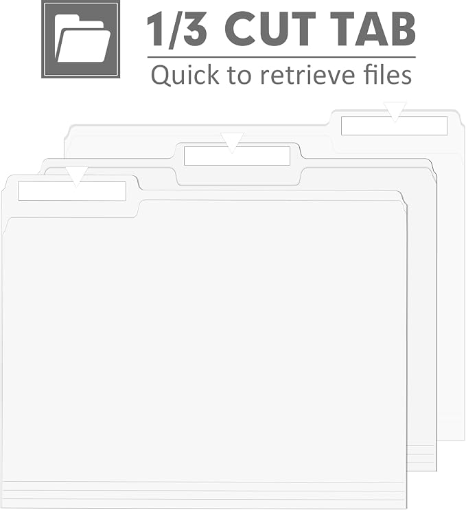 File Folder, PANDRI 120 Pack File Folder, 1/3 Cut Tab, Letter Size, Filing - Image 4