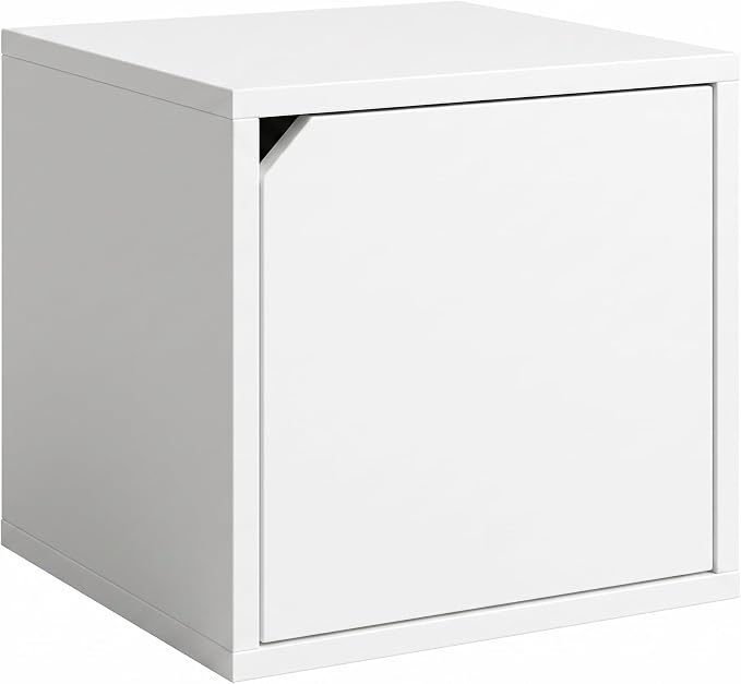Modular Storage Cube with Door, 11.8" x 11.8" Multipurpose Wooden Bookshelf and - Image 4