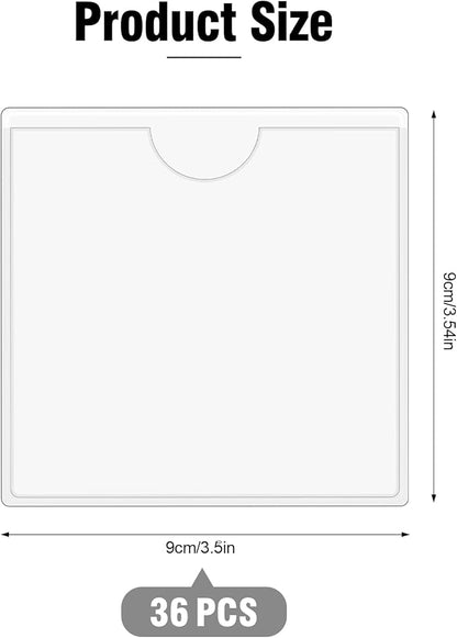 36 Pack Adhesive Index Card Pockets, 3.5" x 3.5", Top Open | Clear Pvc - Image 2