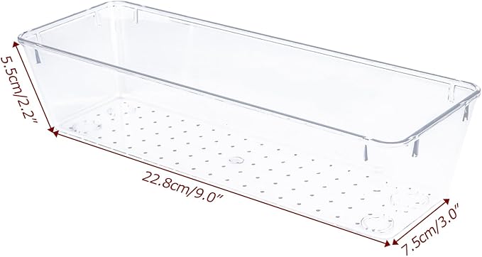 4 PCS Clear Plastic Drawer Organizer, Desk Drawer Divider Organizers and - Image 4
