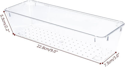 4 PCS Clear Plastic Drawer Organizer, Desk Drawer Divider Organizers and - Image 4