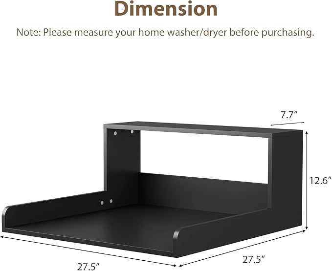 Washer Dryer Countertop with Shelf, 27.5" D x 27.5" W x 12.6" H, Sturdy Wood - Image 2