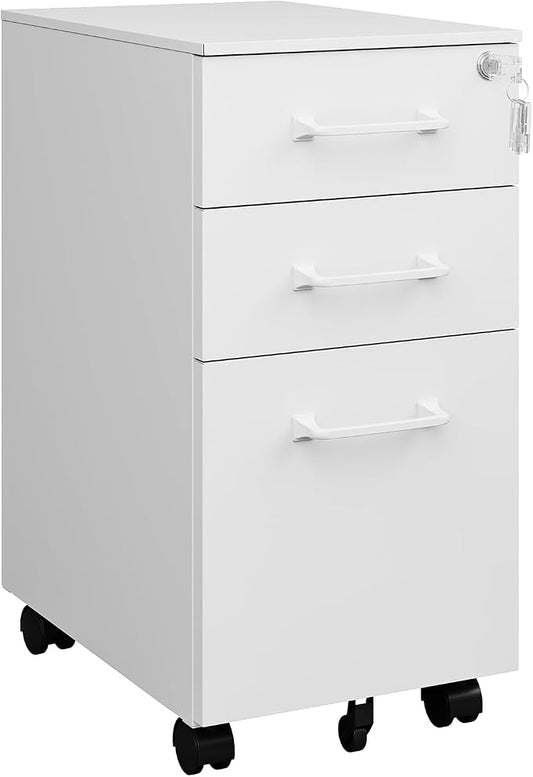 MIIIKO White Filing Cabinet 3 Drawers Under Desk, Metal File Cabinet by MIIIKOOfficeFurniture