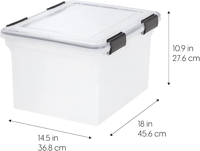 IRIS USA WeatherPro File Box Organizer, Letter/Legal, 32 Qt. 4-Pack, secure - Image 2