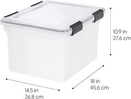 IRIS USA WeatherPro File Box Organizer, Letter/Legal, 32 Qt. 4-Pack, secure - Image 2
