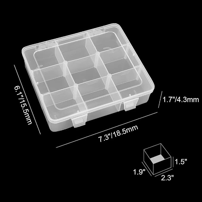 9 Grids 2 Pack Plastic Storage Compartment Organizer Container - Image 2