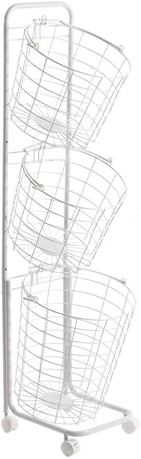 3 Tier Rolling Laundry Hamper, Metal Sorter Storage Trolley Shelf, by Unknown