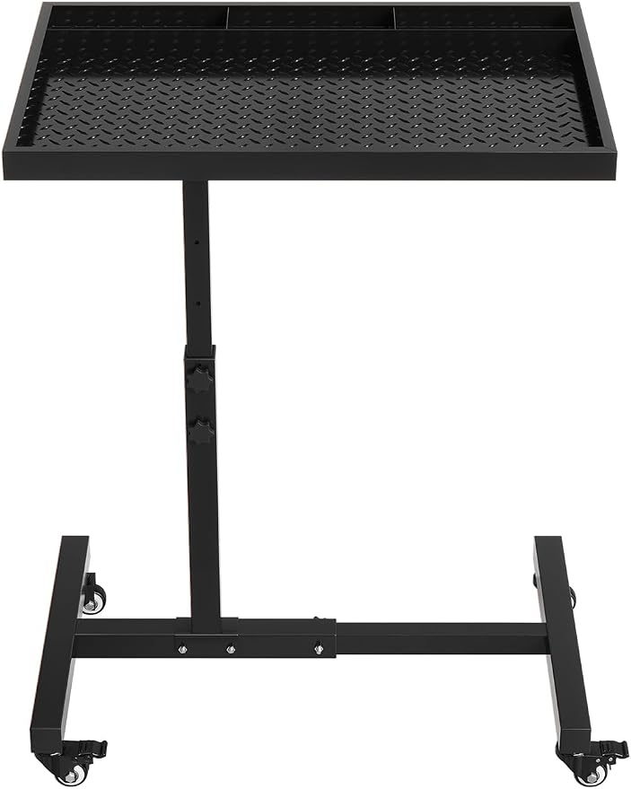 Rolling Tool Tray on Wheels, 220LBS Capacity Steel Mobile Work Table, by Unknown