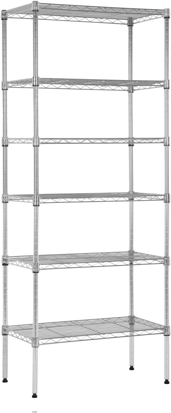 PayLessHere | 6-Tier Wire Shelf | 23"x13"x59" | Chrome | Adjustable Racks | by BestOffice