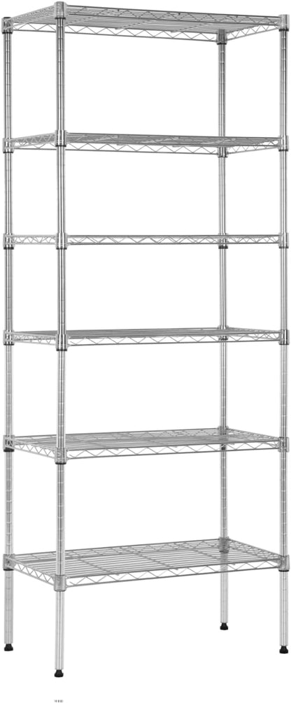 PayLessHere | 6-Tier Wire Shelf | 23"x13"x59" | Chrome | Adjustable Racks | by BestOffice