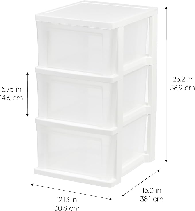 IRIS USA 3-Drawer Slim Narrow Storage Organizer, school essentials, beauty items - Image 2