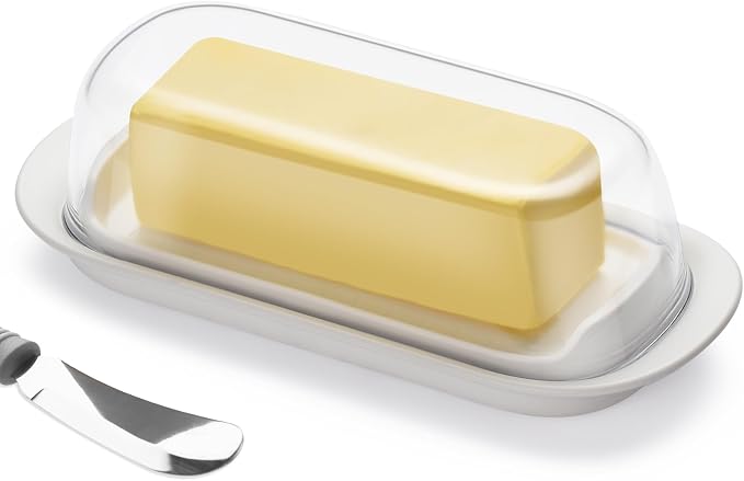 Butter Dish with Clear Lid, Butter Keeper, Easy Scoop, Butter Container Holds by Hekeieon