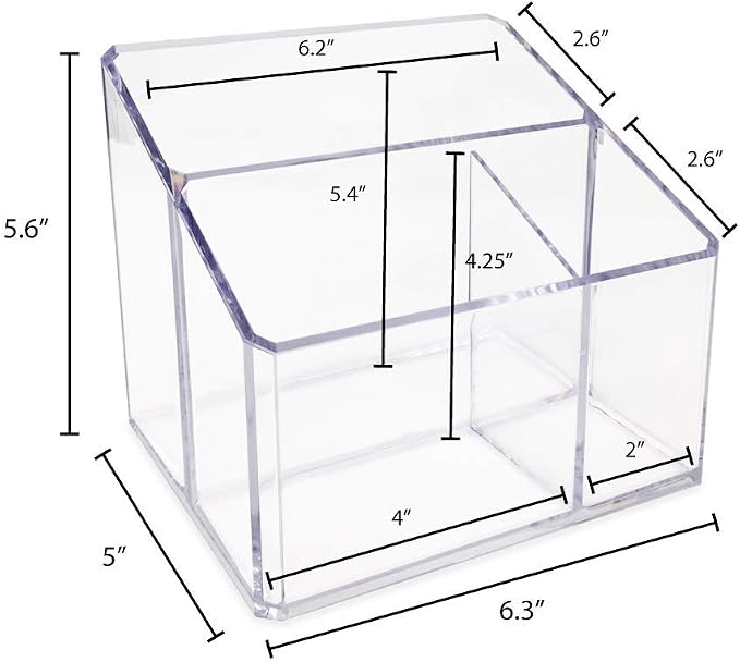 Isaac Jacobs Clear Acrylic 3-Compartment Organizer, Remote Holder & - Image 4