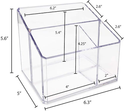 Isaac Jacobs Clear Acrylic 3-Compartment Organizer, Remote Holder & - Image 4