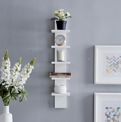 Danya B 5 Tier Wall Shelf Unit Narrow Smooth Laminate Finish - Image 4