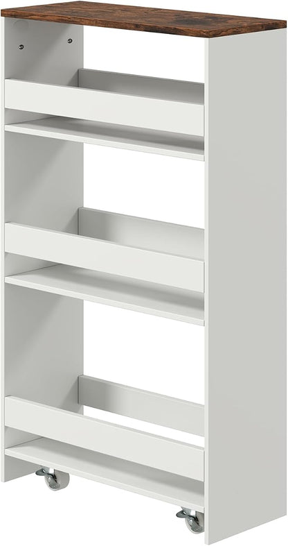 POWERSTONE 4-Tier Slim Storage Cart, Narrow Kitchen Rolling Cart w/Handle & by POWERSTONE%C2%AE