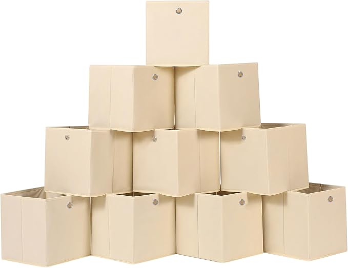 Foldable Storage Cubes Bins, 11 Inch Cloth Storage Cube Fabric Storage Box by NieEnjoy