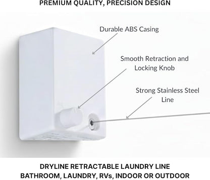 Dryline Retractable Clothesline, Indoor Outdoor Wall Mounted Drying Rack - Image 6