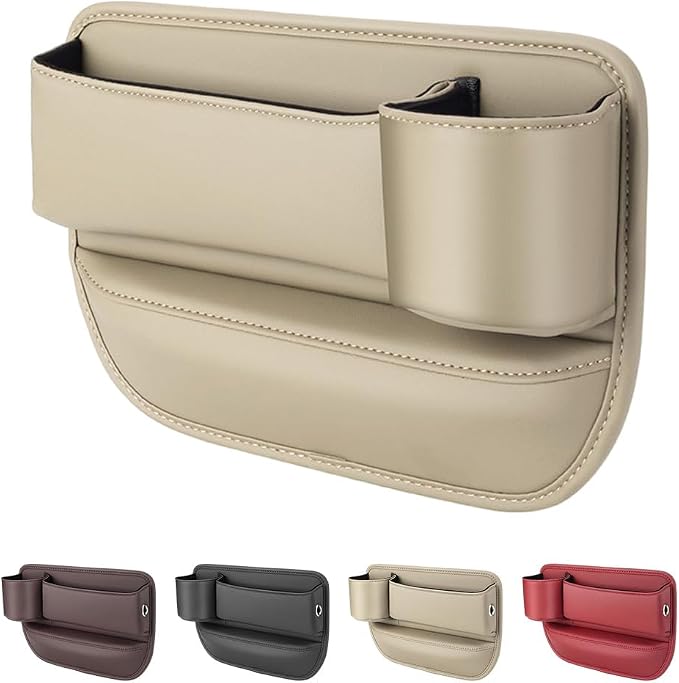 Car Leather Cup Holder Gap Bag, 2025 Upgrade Car Storage Box by ANYSENTHome