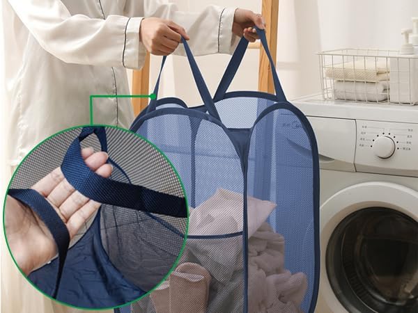 Collapsible Laundry Baskets Mesh Pop Up Laundry Basket Portable Laundry Hamper - Image 7