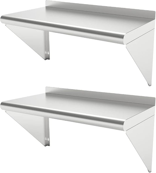 12''x24'' - 2PACKS Wall Mounted Stainless Steel Shelf NSF Commercial Metal Wall by STEELBUS