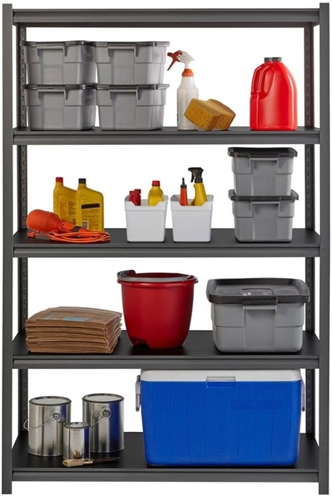 Pemberly Row 5-Shelf Metal Storage Unit, Gunmetal Gray/Black Finish, Steel Frame - Image 8