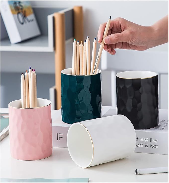 Ceramic Pen Holder Stand Cup Pencil Holder Organizer Makeup Brush Holders - Image 4