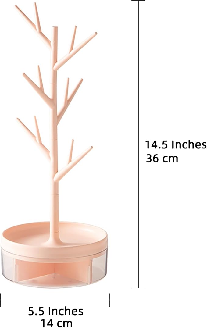 Branch Jewelry Rack With Rotatable Base and Storage Box Tree Tower Rack Hanging - Image 7