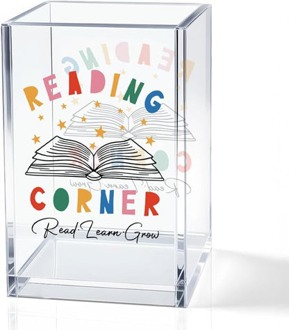 Reading Corner Acrylic Cosmetic Holder, Funny Desk Organizer by QYUVK