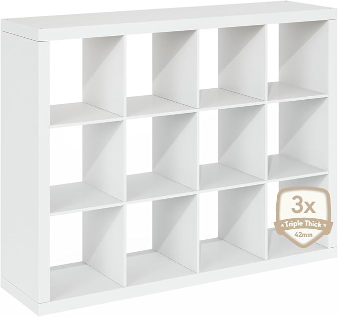 Furinno Cubicle Book Shelf, 12-Cube Bookshelf, Triple Thick Frame Cube Storage - Image 10