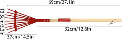 Kids Leaf Rake | with Gloves 27 Inch Detachable Wooden Handle, Kids Garden Rake - Image 5