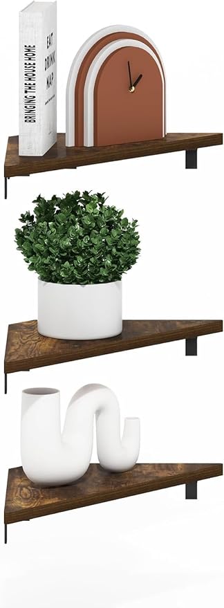 Furinno Rossi Triangle Corner Floating Shelves, Wall Mount Display Shelf - Image 4